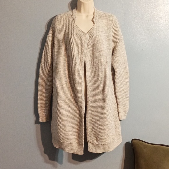 Gap women's size medium long tan with white blends cardigan - Picture 6 of 17
